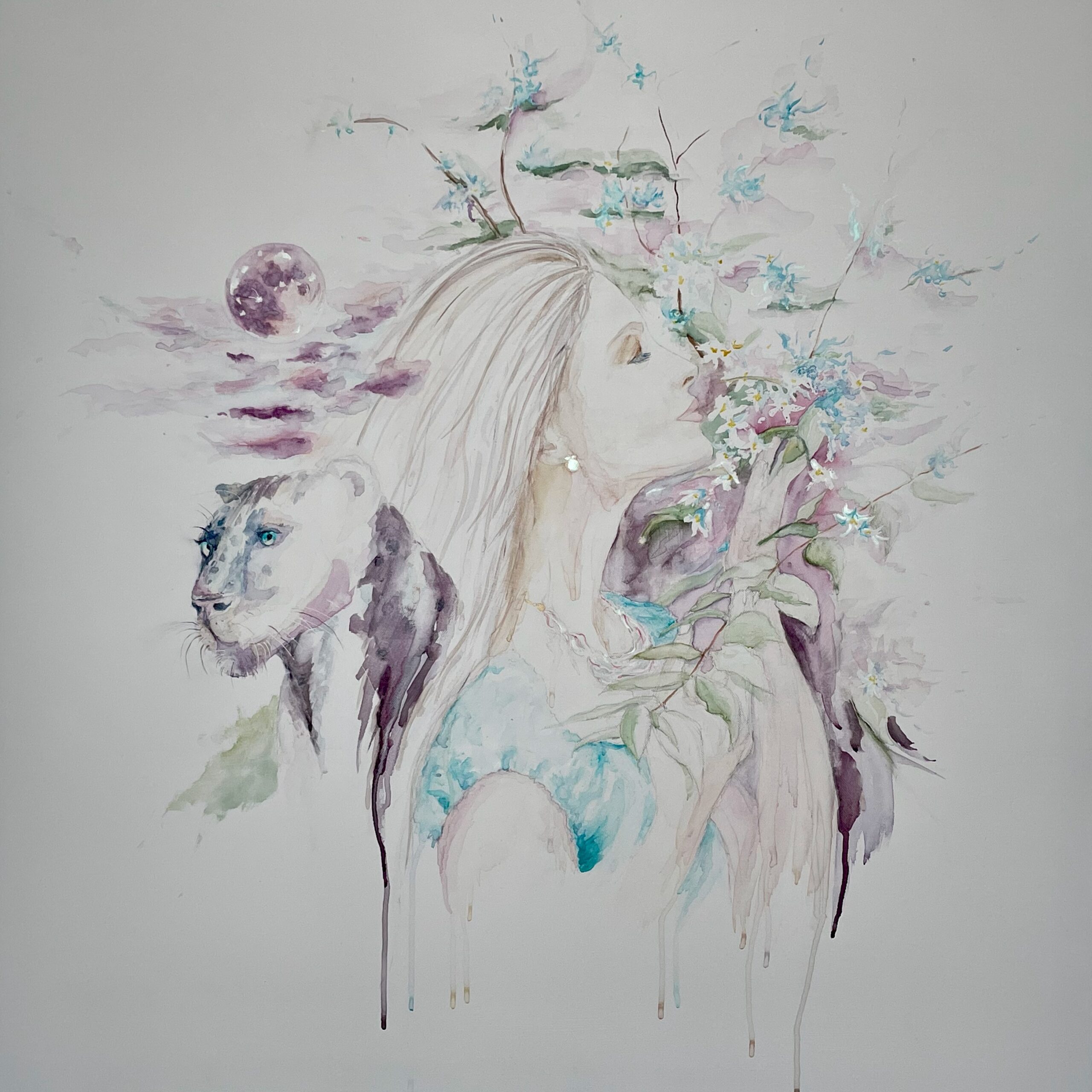 Watercolor painting shaman woman